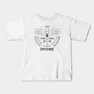 Vintage RAF Spitfire WW2 Fighter Plane Kids T-Shirt